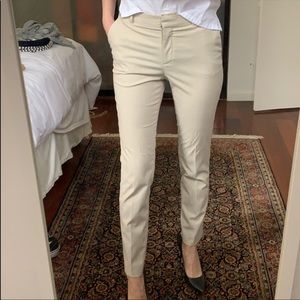 Beige slacks.